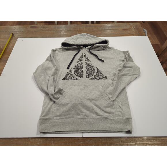 Harry Potter Deathly Hallows Gray Black Hooded Sweatshirt Wizarding World Small - Picture 7 of 12